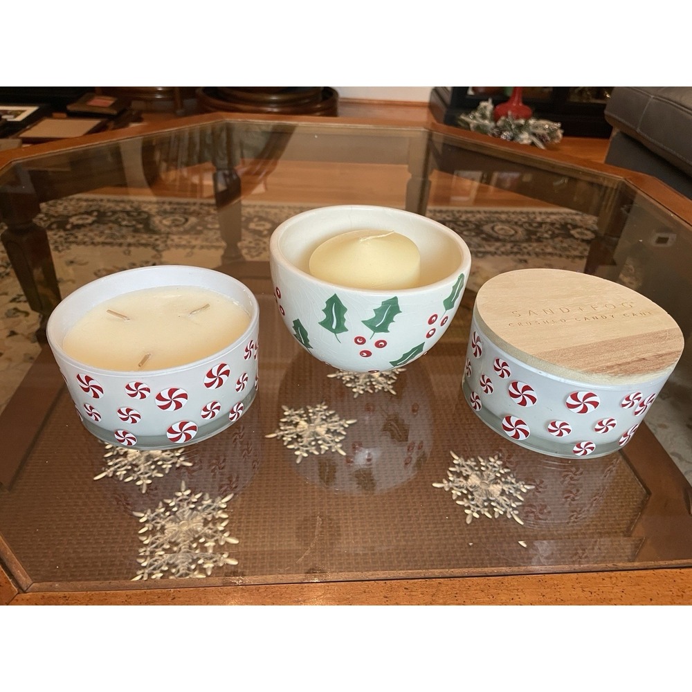 Christmas Candles Lot Of 3 Candy Cane